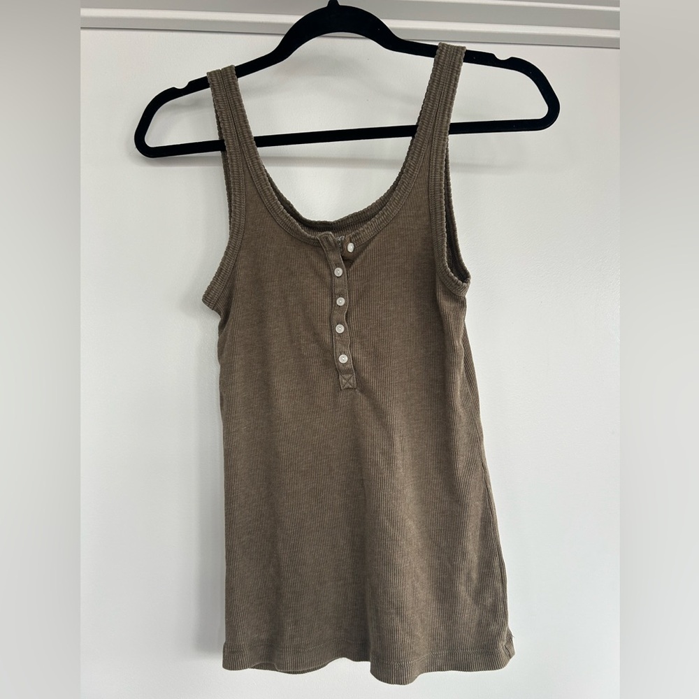 Aerie Green Tank, Size Small, Buttons